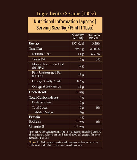 Cold Pressed Sesame Virgin Oil